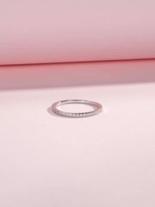MODIAN 925 Sterling Silver Round Moissanite Stackable Slim Eternity Band Rings For Women Fine Jewelry Accessories