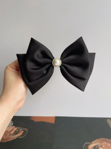 Elegant Black Bow Headwear for Women Stylish Hair Clip Fashionable Korean Style Satin Hair Accessories Fresh out New Top Clip