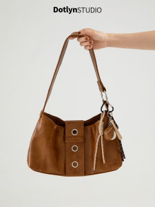 Dotlyn Retro Large Capacity Oil Wax Leather Underarm Bag Fashionable Commuter Single Shoulder Bag for Autumn New Arrival