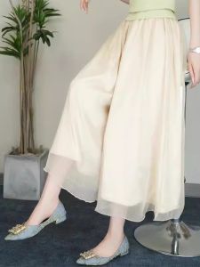 Summer Lightweight Cool Pants Womens 2025 New Trendy Design Sensation Cuffed Lace Lantern Casual Pants High Waist Nine Points