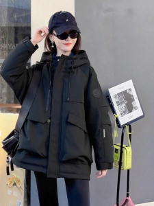 XUNYI | Áo Khoác Đẹp Hooded Đen Nữ Mùa Xuân Thu Ngắn Stylish