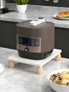 ที่วางเครื่องต้มข้าวไฟฟ้าแบบพิเศษพร้อมชั้นวางของในครัว ชั้นวางของแบบมีระดับ สไตล์เรียบง่าย ไม้หลายชั้น ที่ปรับระดับได้