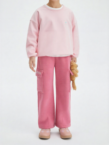 3D Bear Design Warm Fleece Kids Long Pants