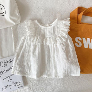 Sleeveless Breathable Mesh Lace Flare Sleeve T-Shirt