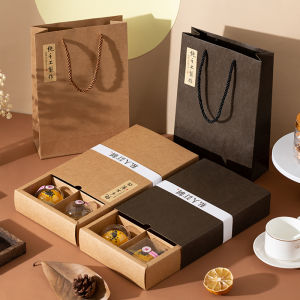 Egg Yolk Crisp Packaging Moon Cake High-End Gift Box 6 Tablets 80G Kraftpaper Baking Dessert Flow Heart Moon Cake Box Pastry Box