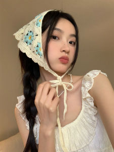 Khăn Trùm Đầu Họa Tiết Hoa Rỗng Hình Tam Giác Mùa Hè Cho Nữ Trang Trí Chụp Ảnh Du Lịch Phong Cách Pháp Cổ Điển