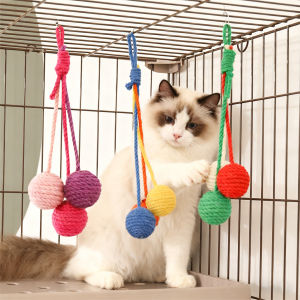 HOOPET | Self-Entertaining Hanging Pet Toy Hemp Ball Play Wand for Kittens