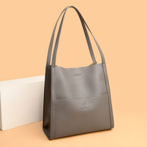Fashionable Top Layer Cowhide Womens Tote Bag Large Capacity Soft Leather Single Shoulder Bag Casual Handbag for Ladies