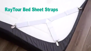 Set 4 kẹp ga giường drap chống xê dịch dây buộc đàn hồi điều chỉnh cho ga giường tiện ích