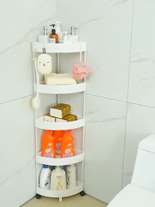 DwellDreams Bathroom Organizer Rack With Wheels Corner Organizer Trolley Cart Comfort Room Corner Organizer Rack#XTC05#XTC