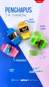 Rautan + Setip + Sikat Fancy / Penghapus 3in1 Karakter