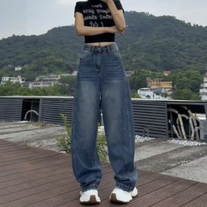 Quần Jeans Ống Thẳng Cạp Cao Ôm Dáng Quần Dài Ống Rộng Thường Ngày Cho Nữ Quần Jeans Denim Thu Đông 2025