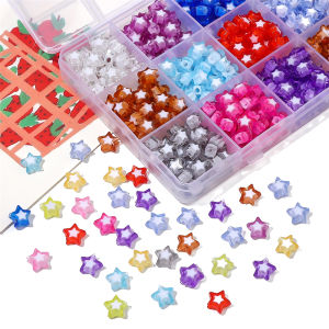 30Pcs 10mm Fancy Colorful Acrylic Star Beads Pentagram Charms Beads for Jewelry Making DIY Earring Bracelet Necklace Accessories