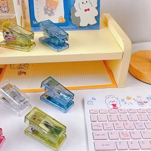 Staples Mini Transparan Penjepit Kertas Free Refil Isi Stapler Portable ATK014