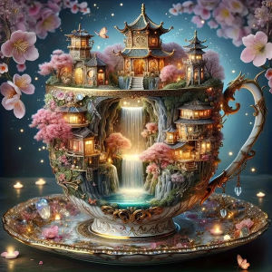HUACAN Diamond Mosaic Fantasy Castle Landscape Cup Diamond Painting Starry Sky Home Decor Rhinestones Pictures