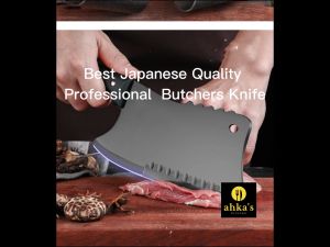 Ahkas Kitchen Damascus Steel Black blade Knife Butcher Cooking Tool Chopping Utility Cleaver  Boning Chef Knives