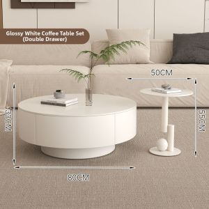 YIZUO | Elegant Minimalist Cream Style Round Marble Coffee Table
