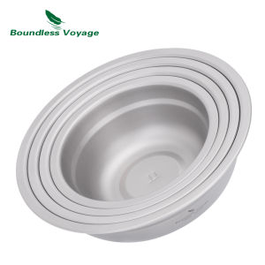 Boundless Voyage ทนทาน Camping Skillet แผ่นไทเทเนียม STACKABLE เสิร์ฟจานพาสต้าชาม Ultralight ชุดอาหารเย็น