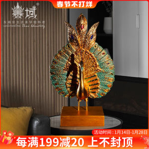 Southeast Asian Style Wooden Peacock Display Home Decorations Living Room Wealth Attracting Ornament Handmade Craft Artwork