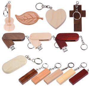 Jaster | Wooden USB Flash Drive 128GB Free Key Chain Wood Pen Drive 64GB Real Capacity Memory Stick 32GB Heart Guitar Cross Pendrive 16GB