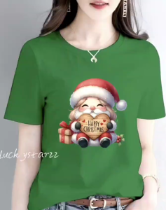 KAOS ATASAN SANTA HAPPY CRISMAS PREMIUM WANITA DTF BERKUALITAS