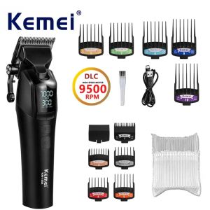 KEMEI KM-1858 DLC Blade Electric Hair Clipper Professional Cordless USB Rechargeable Hair Clippers With Light