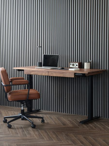 Black Walnut Solid Wood Electric Lifting Table Office Movable Automatic Workbench Standing Smart with Drawer Kids