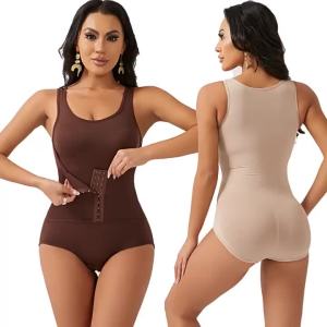 New Bodysuit Shapewear with Zipper Belt Women Tummy Control Fajas Body Shaper Waist Trainer Slimming Cincher Corset Tops