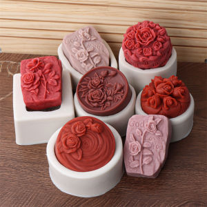 Round Rose Soap Silicone Mold Valentines Day Flower Soap Mold DIY Peony Tulip Rose Plaster Candle Mold Valentines Day Gift