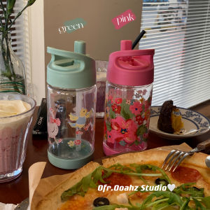 Cute Portable Tritan Straw Water Bottle Spring Where Are You Children Can Use This Handy Cup Cartoon Style No Tea Separator