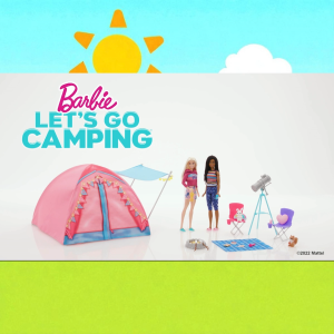 Barbie Cute Pink Tent and Camping Set Movie Dress-up Dolls Includes 2 Dolls Accessory Playset
