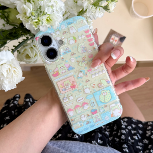 Sanrio | Cute Cartoon Screen Animal Melody IMD Phone Case For iphone 15 16 17 Pro Max 17 16 Shockproof Protective Bumper Hard Back Cover