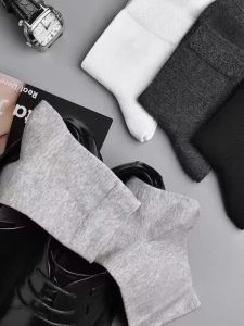 Mens Mid-Calf Socks Anti-Odor Sweat Absorbent Business Style Pure Color Long Socks for Spring Autumn Winter Special Offer