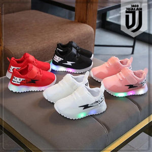 Sepatu Sneaker THUNDER Lampu LED Anak usia 1 2 3 4 5 6 Tahun / Sepatu Kets Tali Perekat Anak Cowok Cewek Motif Lighting Thunder / Sepatu MENYALA Anak Laki Laki Perempuan Fashion Trendy / Sepatu Baby Casual Pria Wanita Sol Menyala / Sepatu Running Anak LED