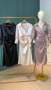 D11726 Silky Way Overlay Collar Dress