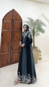 bintang exlusive gamis set hijab motif terbaru adm36 edissi aulia dress