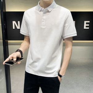 ROMON | Lormen Mens Short Sleeve T-Shirt Summer Thin Business Casual With Collar Embroidery Polo Shirt Ice Silk Mens Fashion T-Shirt