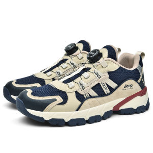Jeep | Jeep Mens Hiking Shoes Breathable Mesh Outdoor Sports Shoes Anti-slip Wear-resistant Shock-absorption Reflective Low-top Boots