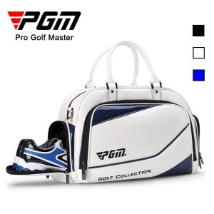 PGM Waterproof Golf Handbag Fashion Men Sport Clothing Bags Boston Bag with Shoe Compartment Soft Leather Design