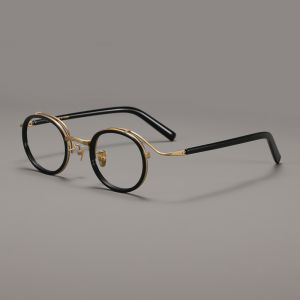 MOKCHEON | Men Vintage Round Frame Prescription Glasses Suitable For High Degrees And Wide Faces Titanium Frame