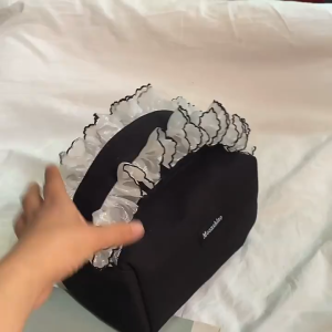 NIkyLundun   กระเป๋าเครื่องสำอางผ้าใบลายลูกไม้ดีไซน์เฉพาะสำหรับเก็บของกระเป๋าใส่อุปกรณ์อาบน้ำแบบพกพาระดับไฮเอนด์กระเป๋ากล่องอาหารกลางวัน