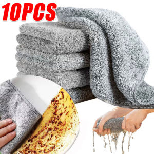 10/5/3ชิ้นผ้าเช็ดจานถ่านไม้ไผ่ / ผ้าเช็ดทำความสะอาดที่ดูดซับน้ำได้ดี / ผ้าเช็ดทำความสะอาดไมโครไฟเบอร์ที่ข้น