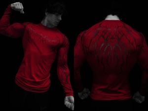 Mens Compression Sports Shirt Gothic Lightning Print GYM Fitness Top Autumn Quick Dry Breathable Bodybuilding Long Sleeve Tee