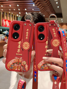 Oppo A1X Phone Case New Red A1 Good Luck Sheepskin Silicone Soft Shell A1Pro Crossbody Wristband OPPO Full Cover Anti-Fall Protective Case Female Model with Lanyard Vitality Edition
