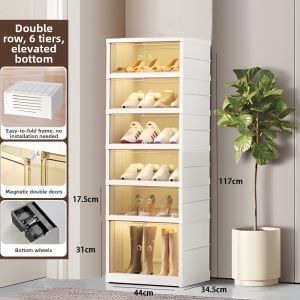 Foldable Transparent Dustproof Easy-to-Install Plastic Shoe Organizer