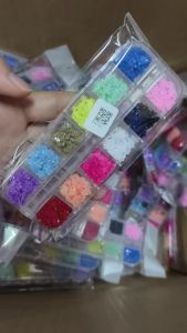 12Grids/Box Five-Petal Flower/Steel Beads Nail Art Charms Mixed-Size Flowers Gold/Silver Ball Rhinestones DIY Manicure Diamonds