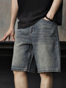 Straight Casual Mens Shorts Washed Vintage Dark Blue