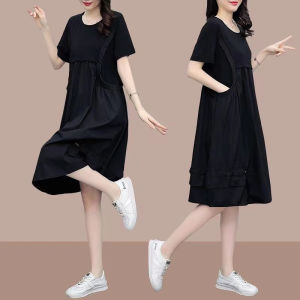 Large Size Plus Size Casual Dress Loose and Slimming Mid-Length Dress