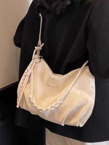 Summer Womens Large Capacity Commuter Satchel Crossbody Bag Foldable Dumpling Shape Soft PU Leather Casual Handbag