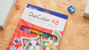 [SG Ready Stock] Skyists DuoColor 48 Colors Dual Tip Color Pencils Free Sharpener Smooth Safe Kids Art Supplies